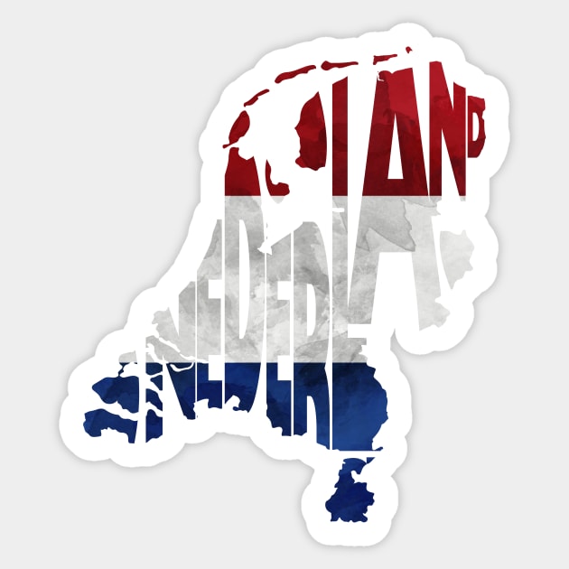 The Netherlands Typo Map Sticker by inspirowl